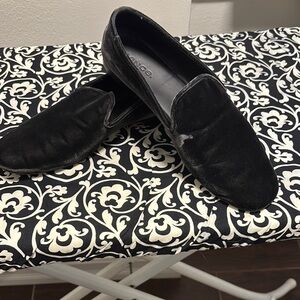 Vince Black Velvet Loafers.